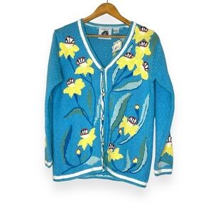 Storybook Knits Daffodil Flower Novelty Sweater Cardigan
